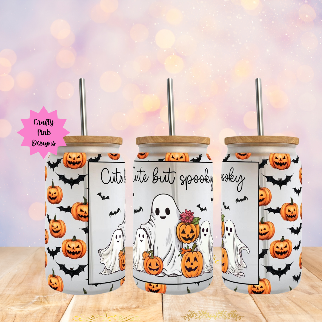 Cute But Spooky 16oz Glass Can